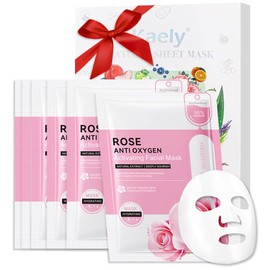 CAKAILA Rose Face Sheet Mask Skincare,Hydrating Spa Face Mask For Sensitive Skin,Moisturize,Nourish for All Skin Types,Natural Skin Care Spa Face Mask for Women Men Girls,Pack of 6