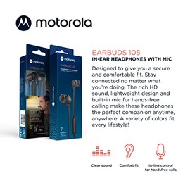 Motorola Sound - Earbuds 105 Audífonos Cableados con Micrófono Manos Libres, con Controlador para Llamadas/Música, Nueva Línea