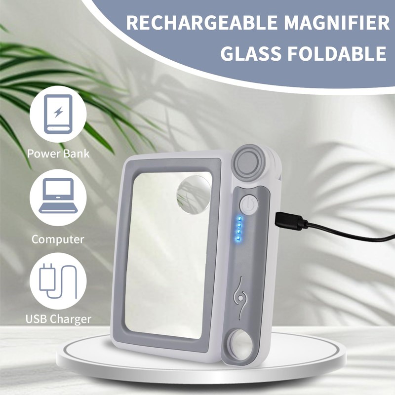 Magnifying Glass with Light, 5X 10X 45X Rechargeable Page Magnifier