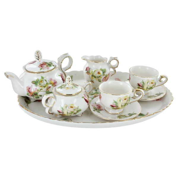 8 Piece Porcelain Mini Royal Rose Tea Set