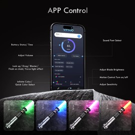 DAMIENSABER Upgrade RGB3.0 Smooth Swing Motion Control Dueling Light Saber, 16 Sound Fonts Luke Light Saber with 16 RGB Solid and Infinite Color Changing, Rechargeable Metal Hilt for Adults Gift