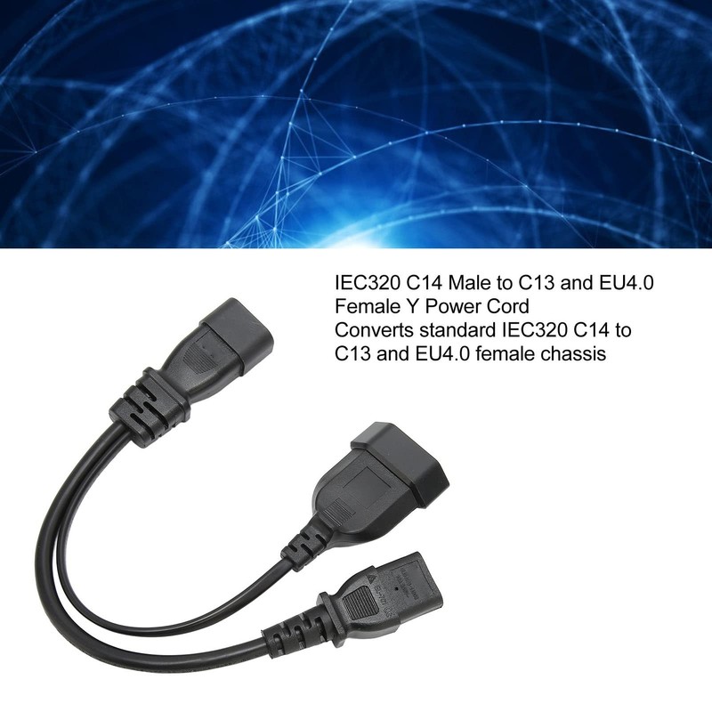 IEC320 C14 to C13 and EU Power Cord Y Splitter