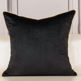 Aeckself European Floral Pillow Cover 24x24 Inch, Large Luxury Velvet Embroidered Decorative Throw Pillow Cover for Couch Bedroom Living Room, Black and Gold, Yw-OBYG-Black6060