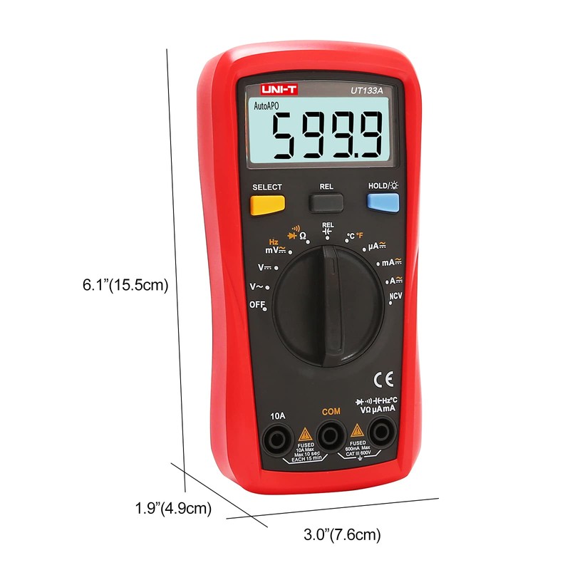 UNI-T Digital Multimeter Tester UT133A, AC DC Voltage Current Dmm