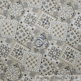 Signature BonEful Fabric FQ Cotton Quilt Brown Khaki B&W Flower Paisley Bandana Farm House