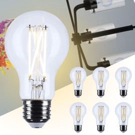 Satco 12.5W LED A19 Light Bulb 3500K Neutral White 1500 Lumens Clear Finish E26 Medium Base Dimmable 300 Degree Beam Enclosed Fixture Rated Wet Location 120V S12470 (6 Pack)