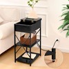 Livofloral Narrow End Table with Charging Station, Side Table with