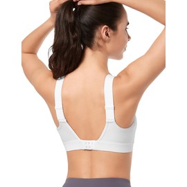 Ivet Sports Bra, Non-Shaking, Women's Sweat Absorbent, Quick Drying, U-Back, Back Hook, Adjustable Shoulder Straps, Integrated Cup, Wireless, Non-Slip, Everyday Bra, Dance, Running, white