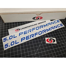 5.0L Performance Decals (2-Pack) Coyote Engine Hood Stickers fits 2011-2023 Mustang and F-150 Raptor Trucks (Gloss Blue)