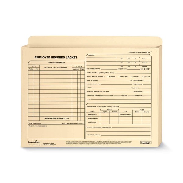 ComplyRight Employee Record Jacket, Expandable Letter Size | 12" x