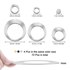 72 pegatinas de pared circulares espejo acrílico, juego pegatinas de pared autoadhesivas redondas extraíbles, puntos redondos 3D, decoración artística dormitorio hogar sofá TV (plata+negro+oro)