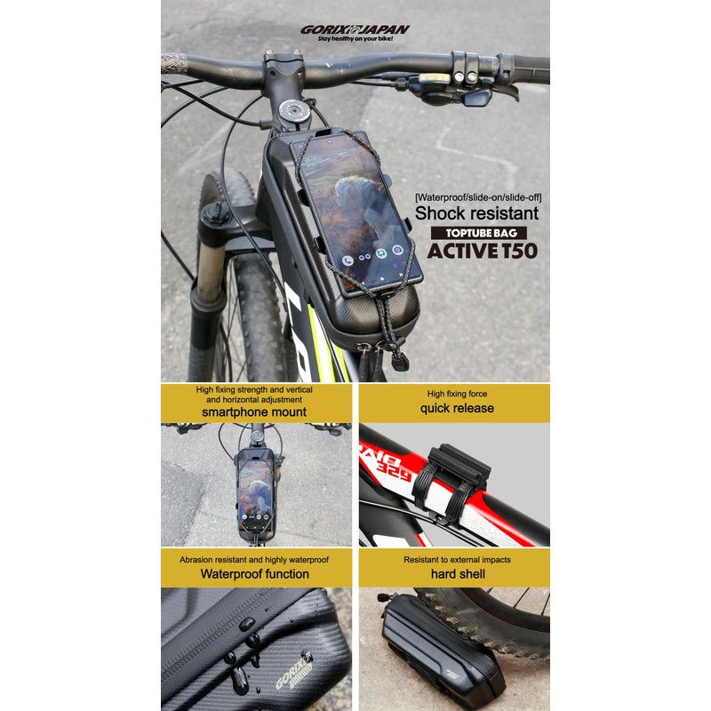 GORIX Top Tube Bag Waterproof Smartphone Mount Large Capacity Durable
