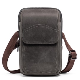 hengwin Genuine Leather Men Cross Body Bag, Shoulder Pouch Sling Bag Mens For Travel Hiking, Multifunctional Wallet Organiser with Belt Clip and adjustable Strap