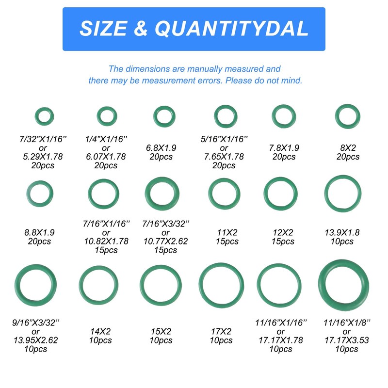 DIANN 270pcs O Ring Kit Rubber 18 Sizes O-Ring Car