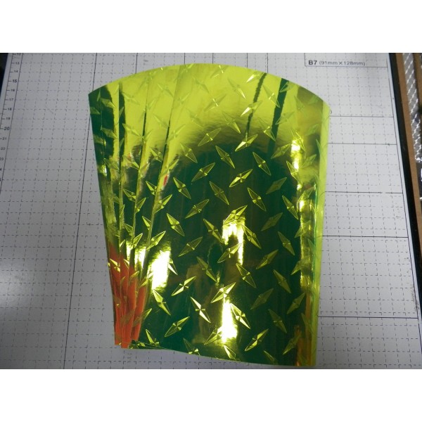 Vinyl self adhesive fluorescent yellow diamond plate 6"x9" (5 sheets)