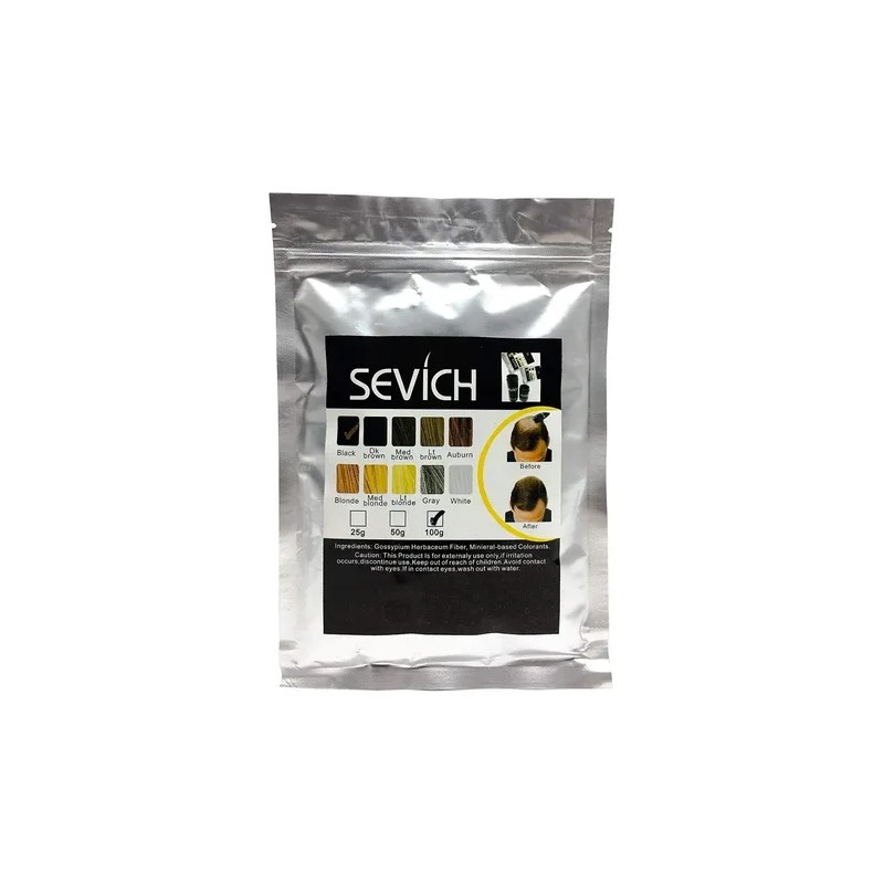Sevich Fibra Capilar 100g Calvicie Cabello Café Medio