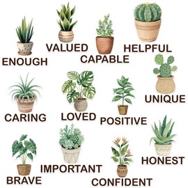 AmazingSpark 55 Pcs Plant Affirmation Station Bulletin Board Set Greenery Motivational Positive Sayings Cutouts Supplies Green Boho Plant Accents Cutouts for School Classroom Office Home Wall Decor