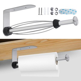 2 Pack Paper Towel Holder, Easy Tear with Damping Function, Single Hand Operable Wall Mount Paper Towel Holder, Self-Adhesive or Drilled for Kitchen,Under Cabinet, Bathroom.Stainless Steel