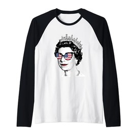 Fourth of July British American Flag Queen Elizabeth II Raglan Baseball Tee