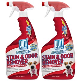 OUT! PetCare Pet Odor & Stain Remover Spray, Carpet & Floor Cleaner, Deodorizer for Dogs & Cats, Made in USA, 32 fl oz (2 Pack)