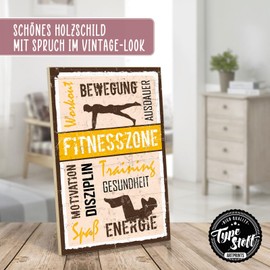 TypeStoff HS-01023 Wooden Sign with Saying - Fitness - Vintage Look with Quote as a Gift and Decoration on Health and Sports - HS-01023 28.2 x 19.5 x 1 cm