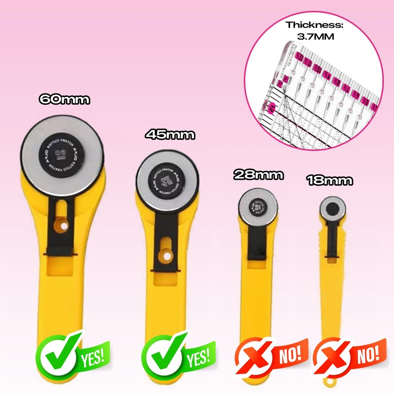 12.5x12.5 Inch Slotted Quilting Ruler with 45°/60° Multi-Angle, Non-Slip Grips