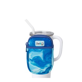 Swig Life Mega Mug Pouch, Water Bottle Bag with Adjustable Strap, Water Bottle Fanny Pack with Zippered Phone Pocket, Holds Travel Essentials, Bottles, Tumbler Accessories (Blue Lagoon)
