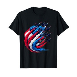 Red White Blue Patriotic Jets Shirt USA Men Boys 4th of July T-Shirt