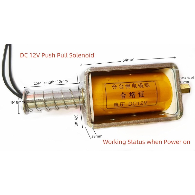 AUPOREY Push Pull Solenoid DC 12V 35mm Long Stroke Small