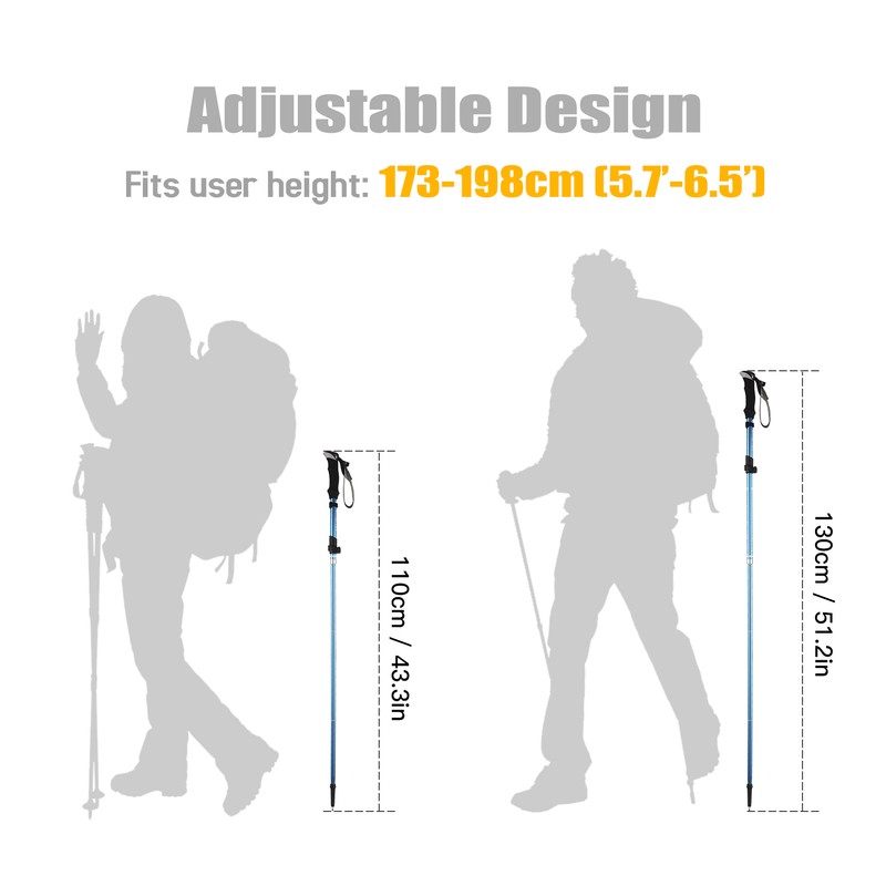 TOMSHOO Trekking Pole Lightweight Collapsible Trekking Pole Five-fold Walking Stick