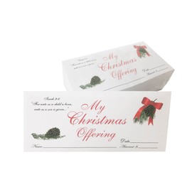 My Christmas Offering - Christmas Tithe/Donation Envelopes - Pine Cone w/Red Bow - Isaiah 9:6 KJV Verse - Easy-Open Tab - Name, Date & Amount - Choose Your Quantity (125, 250 or 500) - Package of 125