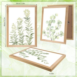 Set of 4 Framed Botanical Plant Wall Art Prints Decor for Bedroom,12x16”Boho Leaf Eucalyptus Framed Minimalist Prints Wall Signs Art Decor for Living Room Bathroom