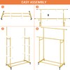 Calmootey Double Rod Clothing Garment Rack,Rolling Hanging Clothes Rack,Portable Clothes