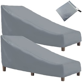 Patio Chaise Lounge Cover Grey Skyour Waterproof Heavy Duty Outdoor Recliner Cover UV Tear Resistant Pool Bench Chaise Longue Chair Furniture Covers for Garden Yard (2)