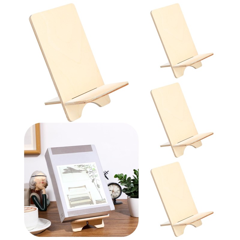 4 Pack Wooden Book Stand for Display Book Holder Easel