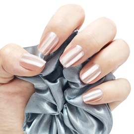 Press On Nails Soft Gel Press On Nails Short with Nail Glue 12 Sizes Women Girls 24pcs-silver