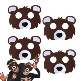 Yimluofa 4 Pack Bears Card Masks Funny Animal Felt Masks with Elastic Bands for Cosplay Party Costume Supplies(Bear)