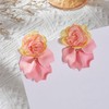 GUOXIAOMEI Chiffon Acrylic Rose Petal Earrings Dangle Exaggerated Flower Earrings