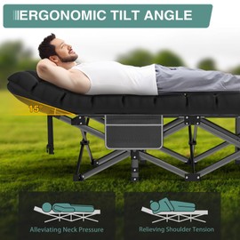 ZENPETIO Camping Cot for Adults, Heavy-Duty Portable Cot Bed with Mattress, Foldable Padded Sleeping Cots for Camping Travel Tent Day Bed Outdoor & Home Guest, Max Load 500 LBS, 75x28x15”