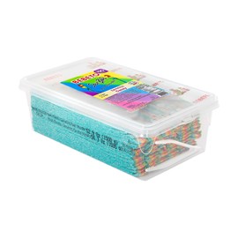 Bebeto Sour Blast Rainbow Licorice Belts Candy – 150 Pieces in Bulk Tub with Serving Tong – Colorful & Chewy Sour Belts – 3.3 lbs (1500g) – Vegetarian & Halal Candy for Parties, Buffets & Gifts by Kervan