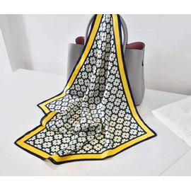 ANDANTINO 100% Small Square Pure Mulberry Silk Scarf -21'' x 21''- Breathable Lightweight Neckerchief -Digital Printed Scarf (Little flowers)