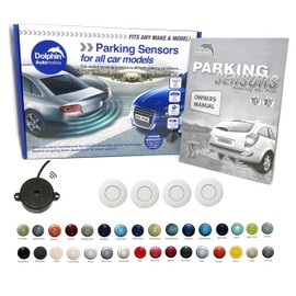 Dolphin Automotive DPS400 Reverse Parking Sensors Auto Express Award Winning In 32 Colours 4 Ultrasonic Radar Sensors Kit Audio Alert System Matt & Gloss Black +30 More Colours (White)