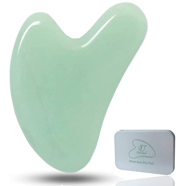 Ditind Gua Sha, Guasha Tool for Face, Natural Jade Stone Gua sha Tool for Face and Body SPA, Gua Sha Scraping Massage Tool for Toxins Prevents Wrinkles and Acupuncture Therapy