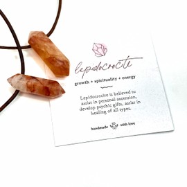 Crystal Point Necklace - Healing Stone, Women Crystals Jewelry, Men Gift to Girlfriend, Girls Choker, Mens Gifts, Best Friend Present, Fine Pendants, Cute Gemstone, Chakra Pendant (Lepidocrocite)