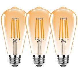 ProCrus ST19 Vintage LED Edison Light Bulbs,E26 Led Bulb 25W Equivalent,ST64 Vintage LED Filament Bulbs,2.5W Warm White 2500K,250LM,Amber Glass,Non-Dimmable,3 Pack