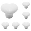 SWZHAI 6 Pcs White Ceramic Cabinet Knobs, Heart Shaped Drawer