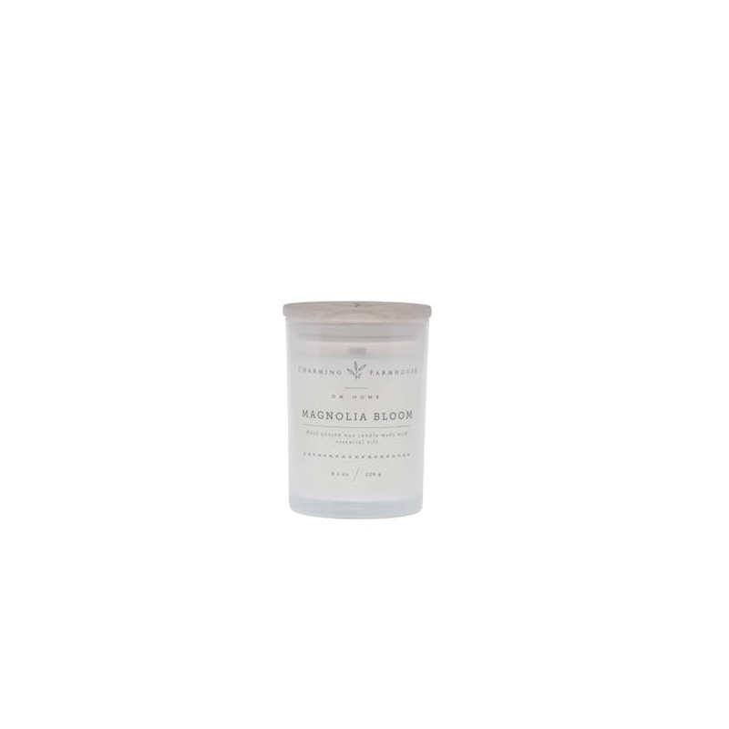 Magnolia Bloom Single Wick Farmhouse Style Candle with Decorative Top