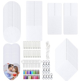 Allazone 160 PCS Sublimation Air Freshener Sheet Set 100 PCS 5 Shape Car Scented Hanging Sheets Felt Air Freshener with Rope, Tassel, Wave Bead Chain for Car Home Use and Decor