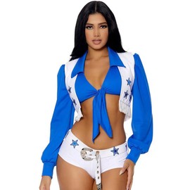 Costume Bay Ladies Girls Cheerleaders Outfit Cheerleading Uniform Sportswear Women's Star Cheerleader Costume for Sports Events and Performance Attire AU (Dalas Cheerleading Costume, XS)