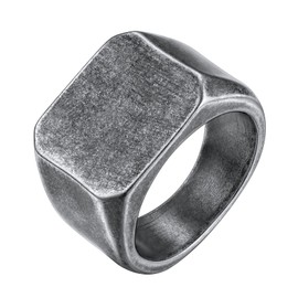 GOLDCHIC JEWELRY Vintage Grey Classic Signet Rings For Men, Stainless Steel Biker Ring For Boyfriend Size R½